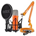 Rode NT1 Signature Series Condenser Microphone (Orange) with Or PSA1+ Studio Boom Arm and XLR-3 Cable (Orange)