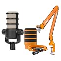 Rode PodMic Podcast Microphone Bundle with Orange PSA1+ Boom Arm &amp; Cable