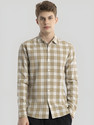 RODEIZ Men Striped Casual Beige Shirt