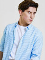 RODEIZ Men Striped Casual Blue Shirt