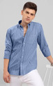RODEIZ Men Striped Casual Blue White Shirt
