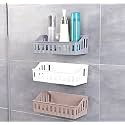 Plastic Rectangular Multipurpose Wall Shelves Shelf Self-Adhesive Sticker Hooks Wall Holder Bathroom Storage Rack Box Strong Shower Rack Shelf (Multi Color) (Pack of 3)