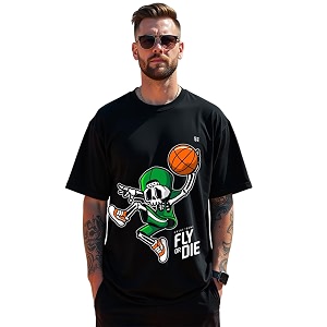 RodZen Mens Cotton Round Neck Printed Oversized