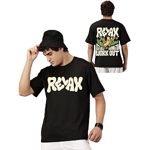 RodZen Mens Cotton Round Neck Printed Oversized