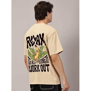 RodZen Mens Cotton Round Neck Printed Oversized