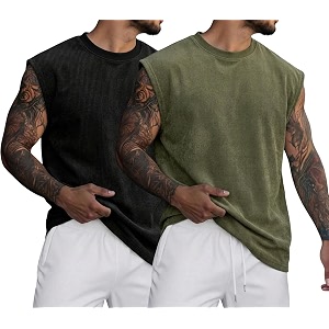RodZen Mens Polyester Tank Tops Sleeveless Round
