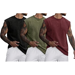 RodZen Mens Polyester Tank Tops Sleeveless Round