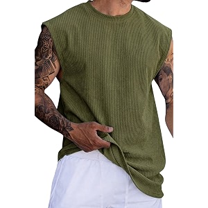 RodZen Mens Polyester Tank Tops Sleeveless Round