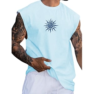 RodZen Mens Polyester Tank Tops Sleeveless Round