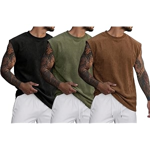 RodZen Mens Polyester Tank Tops Sleeveless Round