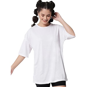 RodZen Womens Cotton Blend Basic Oversized T-Shirt
