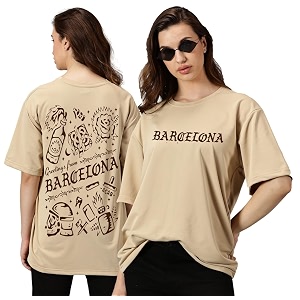 RodZen Womens Cotton Loose Fit Oversized Printed