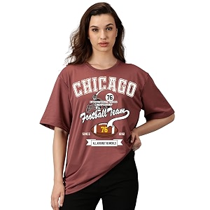 RodZen Womens Cotton Loose Fit Oversized Printed