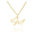 Initial Heart Pendant Name Necklace,My Love Initial Heart Name Necklace, Cursive Initial Necklace, Dainty Girl Gift, Birthday Gift