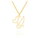 Initial Heart Pendant Name Necklace,My Love Initial Heart Name Necklace, Cursive Initial Necklace, Dainty Girl Gift, Birthday Gift