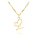 Initial Heart Pendant Name Necklace,My Love Initial Heart Name Necklace, Cursive Initial Necklace, Dainty Girl Gift, Birthday Gift