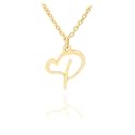Initial Heart Pendant Name Necklace,My Love Initial Heart Name Necklace, Cursive Initial Necklace, Dainty Girl Gift, Birthday Gift