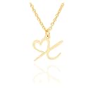 Initial Heart Pendant Name Necklace,My Love Initial Heart Name Necklace, Cursive Initial Necklace, Dainty Girl Gift, Birthday Gift