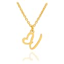 Initial Heart Pendant Name Necklace,My Love Initial Heart Name Necklace, Cursive Initial Necklace, Dainty Girl Gift, Birthday Gift