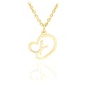 Initial Heart Pendant Name Necklace,My Love Initial Heart Name Necklace, Cursive Initial Necklace, Dainty Girl Gift, Birthday Gift