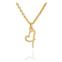 Initial Heart Pendant Name Necklace,My Love Initial Heart Name Necklace, Cursive Initial Necklace, Dainty Girl Gift, Birthday Gift