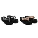 ROKKS Woman39s Fashionable Mid-Heel Sandals Flip-Flops Regular