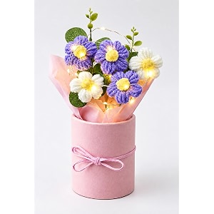 ROKTRY Handmade Crochet Flower Bouquet with LED
