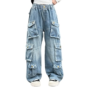 Rolanko Girls Cargo Pants Baggy Y2K Cargo