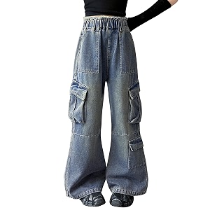 Rolanko Girls Cargo Pants Baggy Y2K Cargo