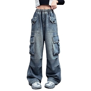 Rolanko Girls Cargo Pants Baggy Y2K Cargo