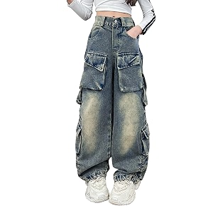 Rolanko Girls Cargo Pants Baggy Y2K Cargo