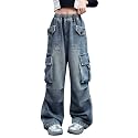 Rolanko Girls Cargo Pants Baggy Y2K Cargo