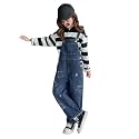 Rolanko Girls Overalls Denim Bib Distressed Jumpsuit Kids Blue Baggy Jean Pants 4-14 Years with Pockets