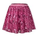 Rolanko Girls Sequin Skirt with Shorts, Sparkly Skort Elastic Waist 5-12Y