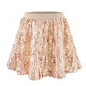 Rolanko Girls Sequin Skirt with Shorts, Sparkly Skort Elastic Waist 5-12Y