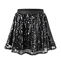 Rolanko Girls Sequin Skirt with Shorts, Sparkly Skort Elastic Waist 5-12Y