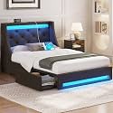 Rolanstar Twin Bed Frame with LED Lights