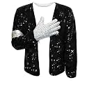 Role-player Sequin Black Jacket Gloves - Adult Kids Halloween Costumes-Stage Performance