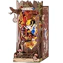 Rolife Book Nook Kit Fall into Wonder 3D Wooden Puzzles 9.9" Wonderland Booknooks DIY Miniature Kit with LEDs Fairy Tale Bookshelf Decor Craft for Adults Gift for Mom Women Men