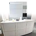 Roll Up Cabinet Doors, Folding Closet Door Replacement with Handle, Customizable ABS Kitchen Sliding Rolling Shutter Doors with Assembly Hardware, Easy to Install, W*H_40x80cm (15.7x31.5), White