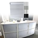 Roll Up Cabinet Doors, Folding Closet Door Replacement with Handle, Customizable ABS Kitchen Sliding Rolling Shutter Doors with Assembly Hardware, Easy to Install, W*H_75x75cm (29.5x29.5), Silver