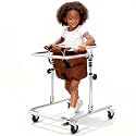 Rollator Walker for Children with Cerebral Palsy Rehabilitation, Adjustable Height Hemi Walkers, Kids Disabled 4wheels Walker Gait Trainer Standing Frame, Suitable for Height 31"- 47" (Brown)