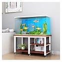 Rolling 20-30 Gallon Fish Tank Stand with Wheels, Metal &amp; Wood Aquarium Rack, 77cm Tall Terrarium Holder, Storage for Aquatic &amp; Reptile Setup (Color: #4, Size: 60x30x70cm)