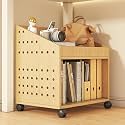 Rolling Book Cart with Wheels, Multi-Layer Mobile Bookshelf for Home Office &amp; School, Slide-Out Utility Cart, Wooden Finish, Compact Size 15.75" x 11.81" x 21.26"