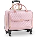 Arcoyard Rolling Briefcase for Women with 4 Spinner Wheels and Telescopic Extendable Handle, Laptop Bag with Wheels, Roller Computer Bag for Work Travel Carry On Luggage, TSA Friendly Design, Pink