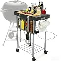 Rolling Grill Side Table Cart for 18"/22" Weber Charcoal Kettle Grills