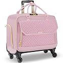 Arcoyard Rolling Laptop Bag, Briefcase for Women with 4 Spinner Wheels and Telescopic Extendable Handle, Roller Computer Bag for Work Travel Carry On Luggage, TSA Friendly Design, Pink