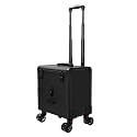 Rolling Makeup Train Case, Multi Layered Makeup Case with Wheels Barber Case, for Hair Stylist Makeup Nail Tech Salon(Black)