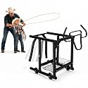 Rolling Roping Dummy for Kids and Adults, Heading and Heeling Dummy with Galvanized Steel Steer Head, Mobile Calf Practice On Wheels for Steer Roping Beginners