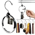 Rolly Hanger® Premium Closet Organizer, Rotating Aluminum Ring Hanger with 360° Swivel Hook, Space Saving Accessory Holder for Belts, Ties, Hats, Scarves, Purses & Handbags | Closet Organizer (1 Pack)